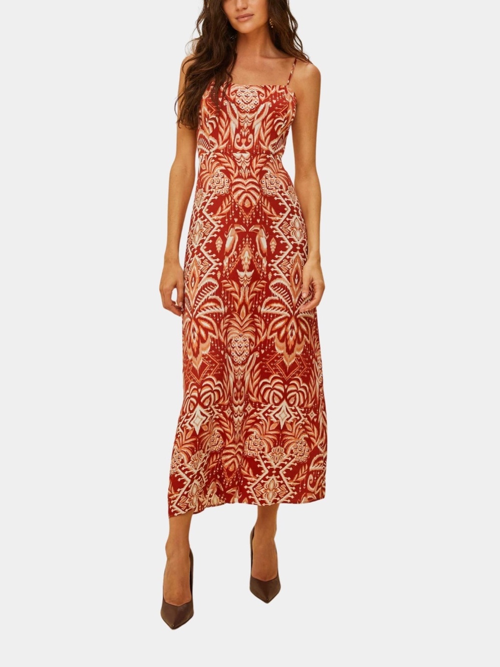 NWT: Farm Rio: Tropical Tapestry Red Slip Dress